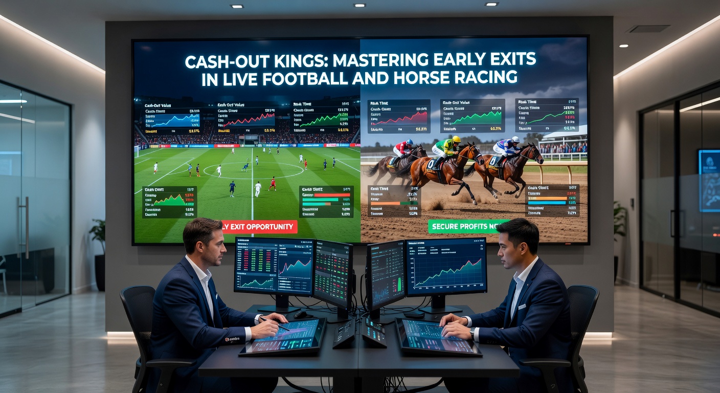 Horse racing live stream with cash-out option active mid-race, displaying fluctuating odds for leading horses