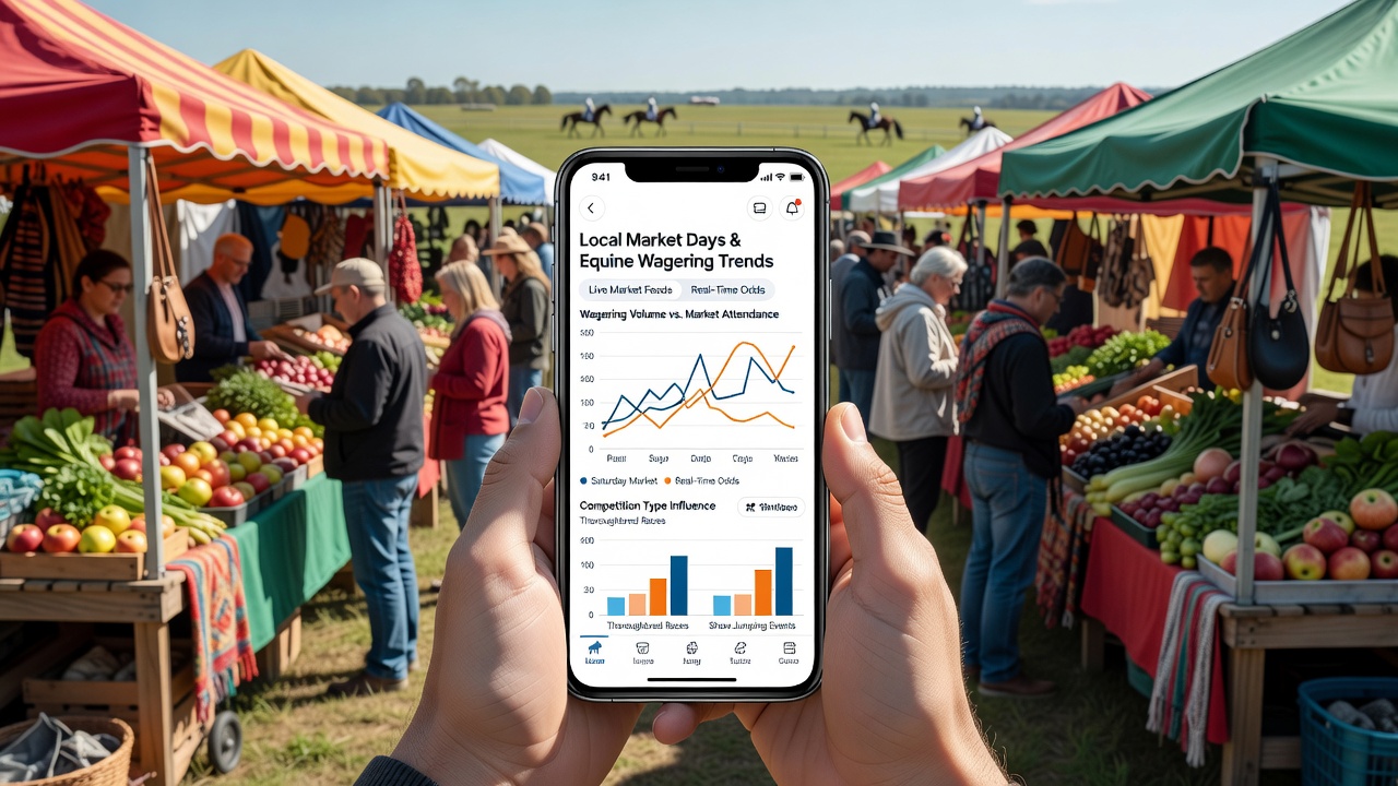 Smartphone screen displaying equine wagering interface during community market hours