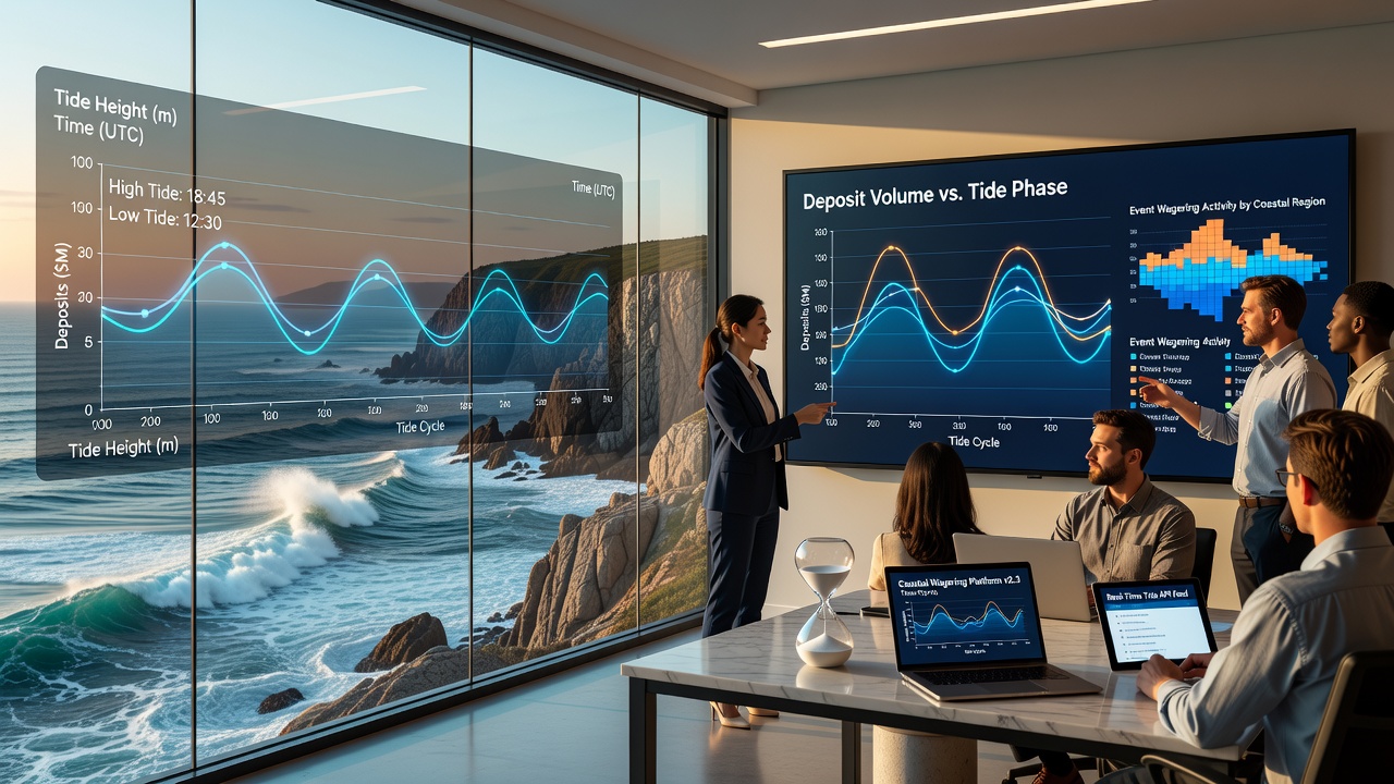 Tide chart overlay on mobile betting app with deposit timing indicators for coastal events