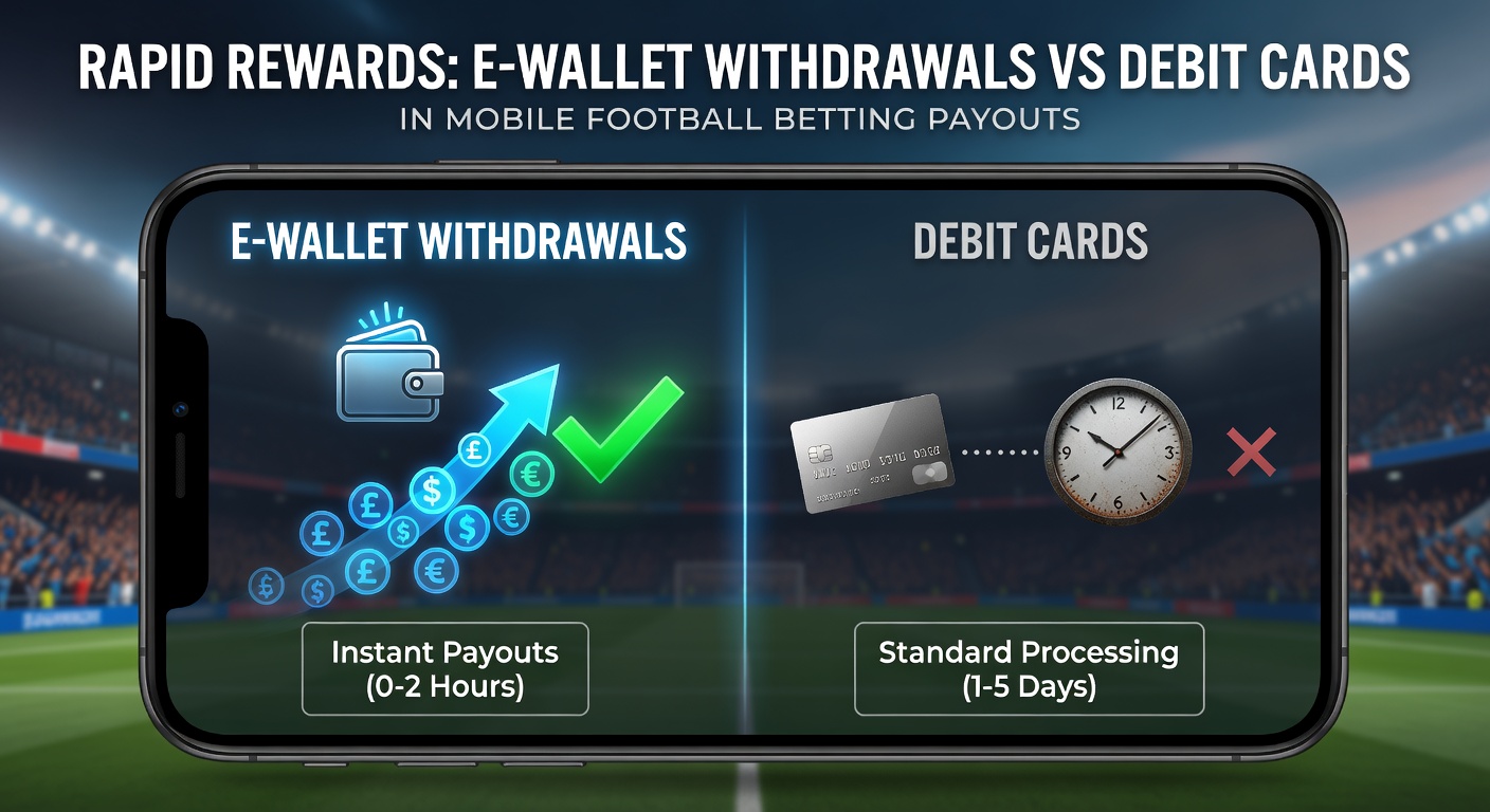 Mobile phone displaying football betting app with Rapid Rewards payout options, including e-wallet and debit card icons during a live match