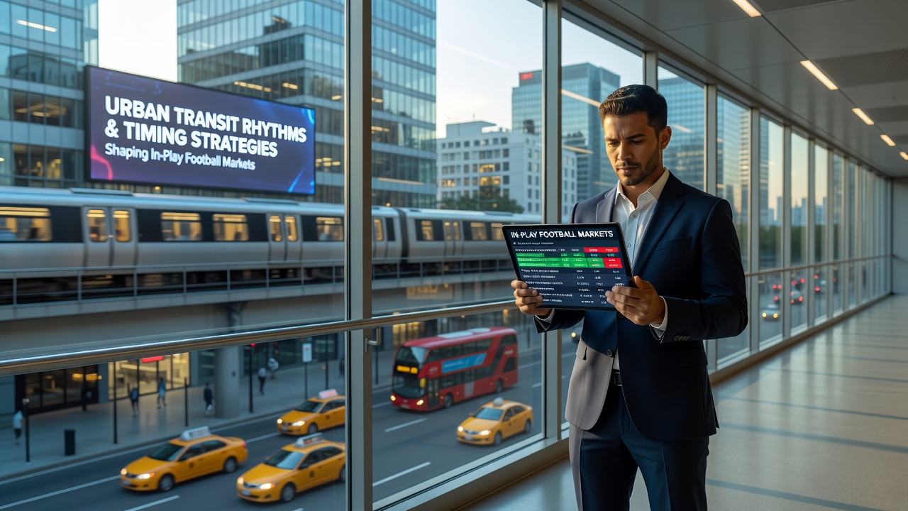 Close-up of a smartphone displaying live football betting markets while on public transport